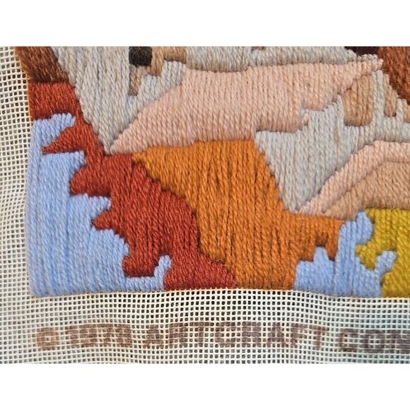 VTG 1978 Finished Needlepoint Artwork Country Mill Water Reflection 11" x 13" - Picture 5 of 7